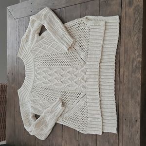 Aerie Cream Cable Knit Off the Shoulder Sweater Size XL